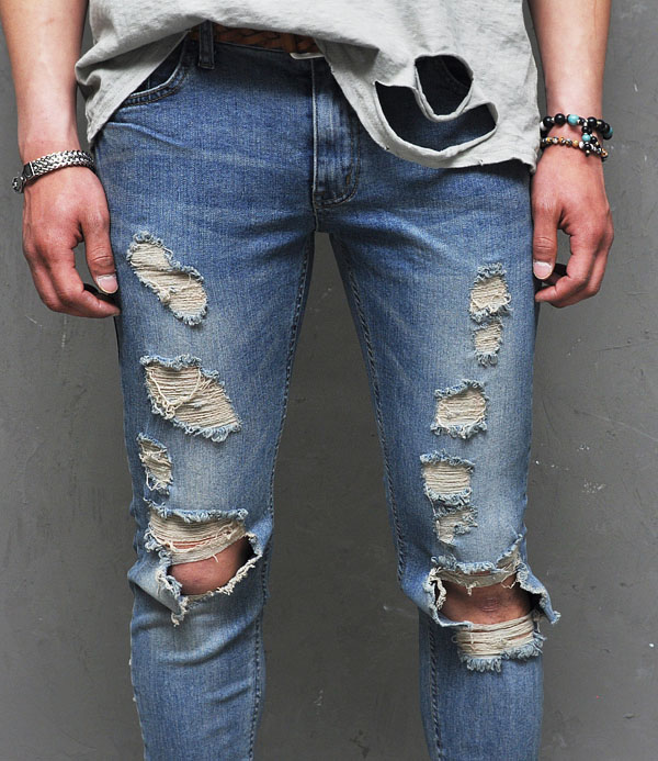 light blue jeans damage